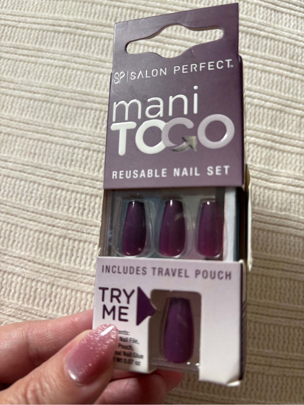 New Salon Perfect maniTOGO Reusable Press on Nail Set - Deep Plum - Picture 2 of 2